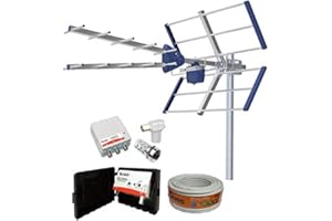 T E C N O V O Z Kit Amplificado Antena TV Compact 5G + Rollo 20M + Amplificador 30dB + Fuente alimentación + Conectores F Y TV.