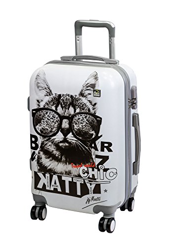 A2s Equipaje cabina maleta ligera y duradera maleta de cáscara dura con 8 ruedas giratorias llevar bolso (aviones) Gato con gafas de sol 55x35x20cm