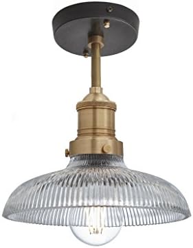 Brooklyn Vintage Antique Ribbed Glass Retro Dome Flush Mount - 8"