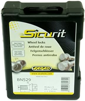 1 Set Sicurit Rim Locks Anti-Theft M14 x 1.5 28 mm Conical SW 17 + Adapter BY Farad/Wheel Locks/Made in Italy/Alloy/Steel Wheel Rims SW 17/Audi Fiat Mercedes Renault Seat Skoda Volkswagen Volvo/A1/A2/A3/A4/TT/A8/Q5/Ducato /Scudo/Class A/B Class C, Class E, Class S/Master/Sprinter/Vito/SLK/Laguna/Megane/Ibiza/Leon/Toledo/Fabia/Octavia/Polo/Golf/Bora/Passat T4 SHARAN/T5 Crafter S70/V70