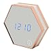 Produktbild Gosear Multifunktion Elektronische Alarm Uhr Portable Sechseck Digital Spiegel Alarm Uhr Wiederaufladbare Tippen Sie auf Unter der Leitung Nacht Licht Wand Lampe Anzeige Temperatur für Schreibtisch Wohnzimmer Kinder Erwachsenen Schlafzimmer Champagne