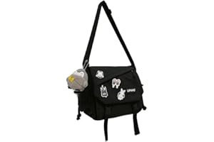 Inshere Aesthetic Crossbody Bag, Cute Messenger Bag for Women Men, Y2K Japanese Kawaii Bag with Cute Pins and Ornament