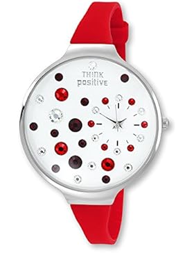 THINK positive Damen-Uhr Stardust Analog Fashion Silikon-Armband rot Quarz-Uhr UTP1049R