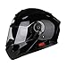 Produktbild GXFCFF Motorrad Persönlichkeit Helm Männer und Frauen Vollvisierhelm Bluetooth-Headset Offroad-Helm Offroad-Motorradhelm Cruiser Fahrrad Downhill-Helm schwarz und weiß (M-XXL) -Schwarz, M Reiten