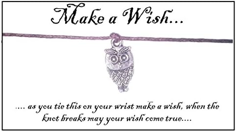 Juicy Jewellery Silver Wise Owl Charm Wish Bracelet On Gift Card (brown)