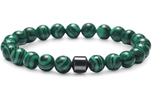 Raffici Anxiety Gemstone Bracelet Natural Stone Hematite Chakra Adjustable Stretch Gemstone Beads Bracelet Protection Luck Prosperity for Women Men Teen Girls Boys Unisex Birthday Gift