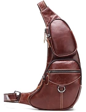 Everdoss Herren Echtleder Brusttasche Crossbody Sling Bag Business Schultertasche Freizeittasche