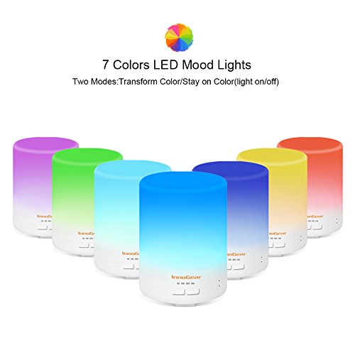 InnoGear 300ml Aroma Diffuser ätherisches Öl Diffusor tragbarer Ultraschall Aromatherapie Diffusoren mit Farbe LED Lichter ändern und wasserlose Auto Abschaltung Funktion - 3