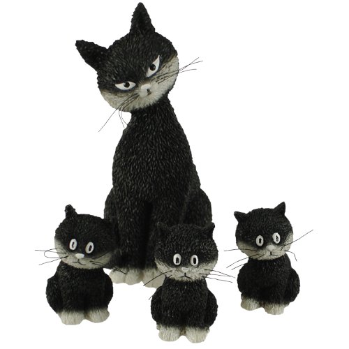 Parastone Colección de gatos Dubout: juego de figuras madre gato con su tres gatitos sentados DUB22  (4 piezas)