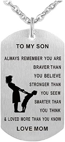 Stainless Steel Dad/Mom's Inspirational Message To Son/Daughter Tag Pendant Necklace Love Gift-NK530 (Mum to Son 2)
