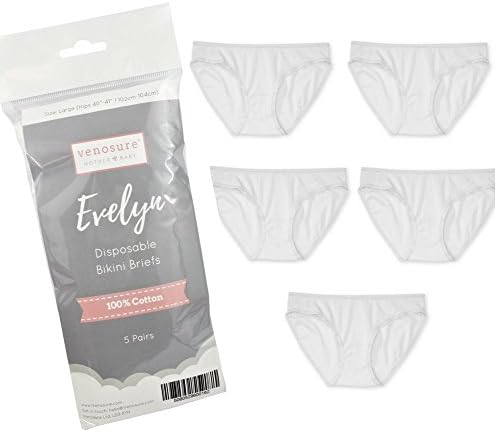 'Evelyn' Breathable Cotton Postpartum Disposable Underwear - 5 Pack (Small (Hips 36"-37"/91cm-94cm))