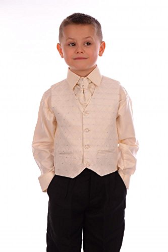 4-Piece Boys Black & Cream Suit