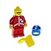 Produktbild 1 x Lego System Figur Mann Classic Town Torso rot 2 Sterne weiss Beine rot Sonnenbrille Schwimmweste gelb Motorrad Helm blau 4 Sterne jstr001