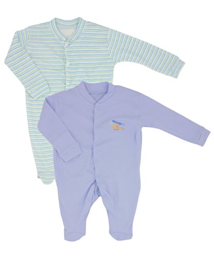 Nursery Time Twin Pack Baby Boys Sleepsuits - NB / 56 cm / 4.5 kg