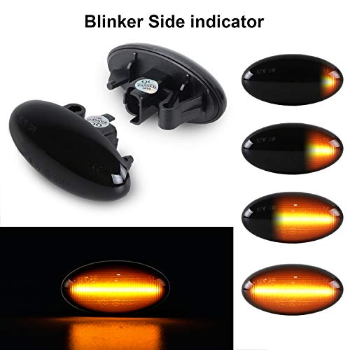 Indicadore laterales dinámicos Gempro Luz de señal de giro Marcador lateral que fluye Humo para Peugeo-t 1007 107 206 207 307 407 607 Socio experto Citroe-n C1 C2 C3 C5 C6 Xsara Picasso Berlingo Jumpy