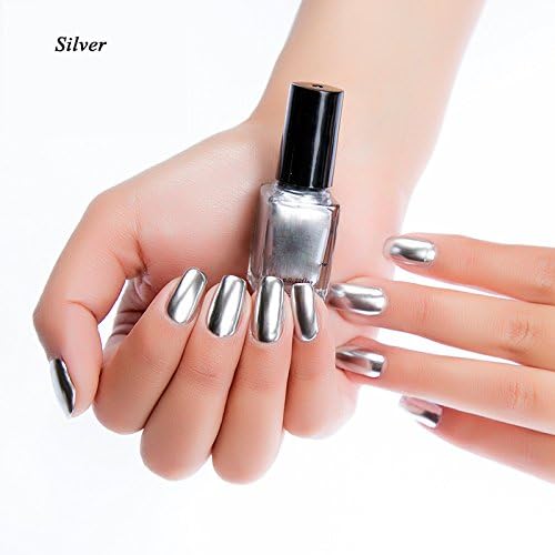 Ealine Shine Mirror Nail Polish Plating Silver Gold Paste Metal Color Nail Oil for Nail Art 6ml Silver