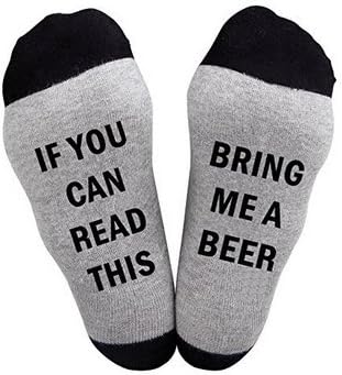 Best Gift Funny Causal Socks Christmas Socks If you can read wine socks Christmas Gift for Lover,friends, Mom and father this Cotton Xmas socks-black gray