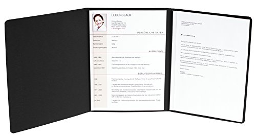 Bewerbungsmappe vertikale Prägung, 3-teilig mit 2 Klemmschienen, Kapazität, 30 Blatt aus Manila-Leinen-Karton, 400 g, nature Future, DIN A4, schwarz