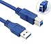 Produktbild ULTRICS Druckerkabel, USB 3.0 Typ A zu B Stecker Kabel High Speed 480Mbps Daten Transfer für Epson Canon Dell HP Lexmark - 1,5m - Blau