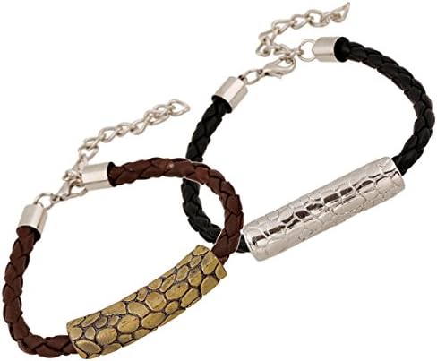 LZHM Classic Style Circle Leather Bracelet For Ladies Hand Woven Bracelet Tribal Braided Rope Adjustableable Wrap Bracelets,Black