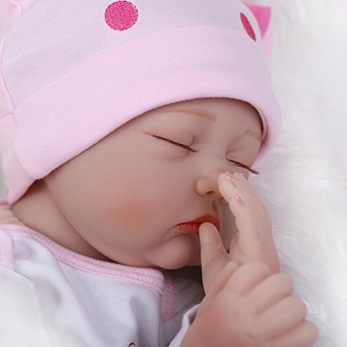 Nicery Reborn Baby Doll Soft Simulation Silicone Vinyl 22inch 55cm Magnetic Mouth Lifelike Boy Girl Toy Pink White Eyes Close