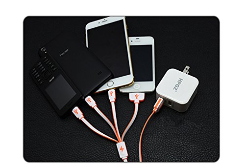J2CC Multi Ladegerät einziehbar 4 in 1 Multiple USB Ladekabel Adapterstecker mit 8 Pin Lightning / 30 Pin / Micro USB2.0 / Mini USB-Ports für alle iPhone, iPad, iPod, Android, Amazon Kindle, mp3, mp4, Power Bank, Auto Aufladeeinheit und mehr (100cm, weiß + orange) - 6