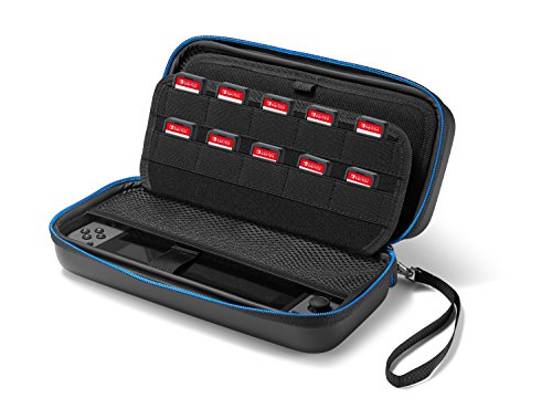 Preisvergleich Produktbild Supremery Nintendo Switch Tasche Case Hülle mit Netztasche, Reißverschluss und Handschlaufe - Wasserabweisend in Blau / Schwarz