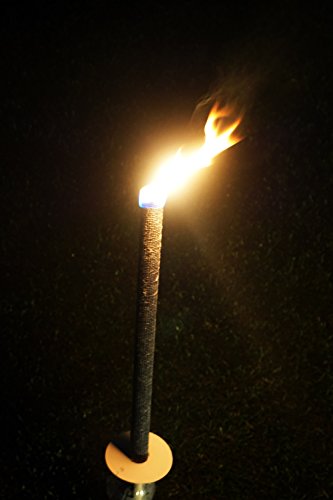 5x Wachsfackel schwarz mit Holzstab und Handschutzteller / je 75 min Brenndauer