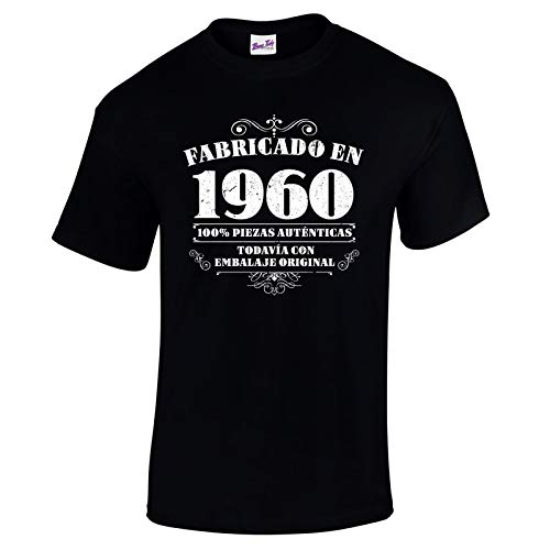 Bang Tidy Clothing Camiseta de Hombre para Regalo de 60 cumpleaños Manufactured 1960 en Negro Talla XL