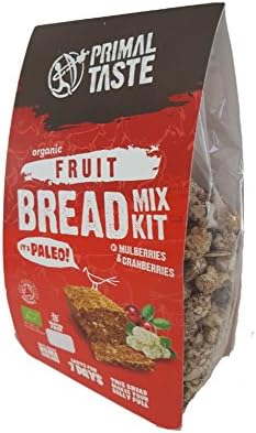 Organic Fruit Bread Mix Kit by Primal Taste (450g) - gluten free, grain free, for Paleo diet, certified by Soil Association