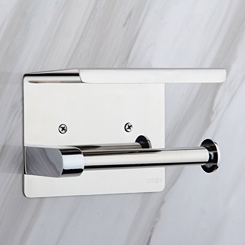 Aothpher Edelstahl Toilettenpapierhalter Rollenhalter WC-Papierhalter mit Ablage, zur Wandmontage, Silber Einzelhalter - 4