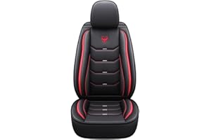CAR PASSION 1 Funda Deportiva Universal para Asiento de Coche en Cuero sintético, Delantero con reposacabezas, Compatible con airbag Lateral, Look dinámico (1 Funda roja)