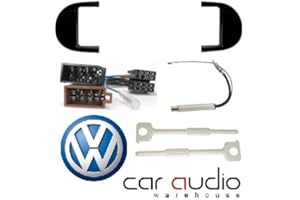 T1 Audio VW Beetle Facia Pack - VW Beetle 1998 Onwards Complete Car Stereo Fitting Kit - Single Din Black Facia, ISO Aerial Adaptor and Removal Keys