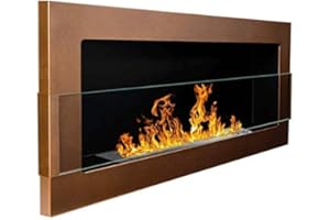 Globmetal 900x400 mm Del Gel Camino Bio-Etanolo Bio-Camino Parete Camino Marrone Scuro/Bronzo OPACO + Vetro Incl. Supporto ( Tüv - Rheinland Testato)