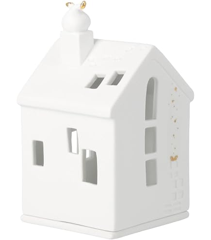 Figurine LED En Porcelaine Räder Living – Hauteur 4,5 Cm, Diamètre 6,5 Cm, Avec Minuteur, Décoration Lumineuse Dorée