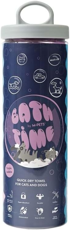 M-Pets Bathtime Kedi Ve Köpekler İçin Hızlı Kuruyan Havlu Mor | Yüksek Emici Malzeme