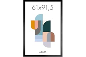 ACAZA Cadre 91,5 x 61 cm pour Poster, Photo et Puzzle, En Bois MDF et Verre Acrylic, Décoration Murale, Portrait et Paysage, Noir