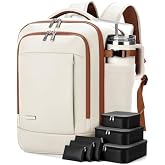 Lekespring Hand Luggage Backpack, beige, Casual | con Compartimento H&uacute;medo y 6 Bolsas Organizadoras - Negocios y Escuela - Be