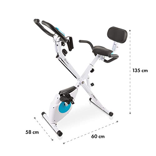 Klarfit Azura Plus Vélo d'exercice 3-en-1 - Fitness Bike, Cardio Training, Entraînement par Courroie, Pulsomètre, 8 Niveaux de résistance magnétique, Blanc