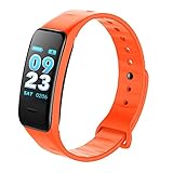 DJym Fitness-Tracker, Farbbildschirm Display wasserdicht Sports Smart Watch Armband mit Herzfrequenz-Monitor, Activity Tracker Pedometer,Orange