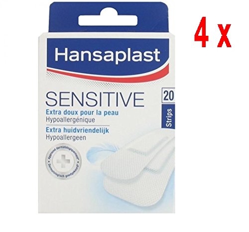 4 x Hansaplast SENSITIVE Heftpflaster Extra-hautfreundlich - 20 Streifen