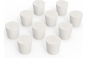 FunChem 10er Packung Solider Gummistopfen, Größe 5#, Weiß Konisch Zulaufend für Laborverschlüsse und Stopfen