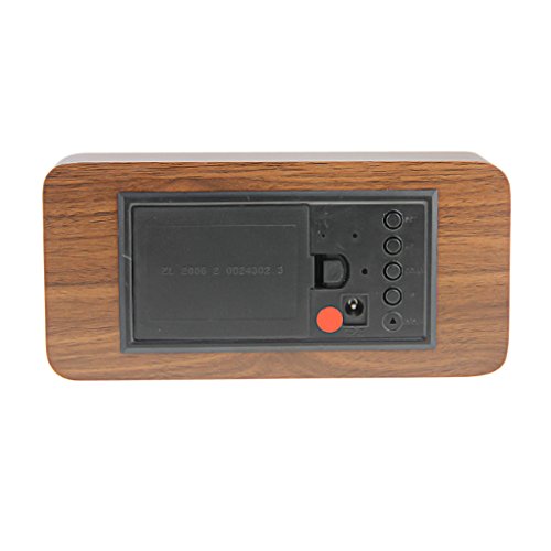 Liying Neu Digitalwecker LED Wecker Reisewecker mit Zeit Temperatur und Datumsanzeige Holz - 4