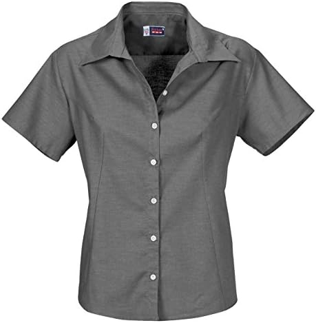 US Basic Womens Ladies Casual Work Grey Shirt - Short Sleeve and Open Neck 2 Pack XXL