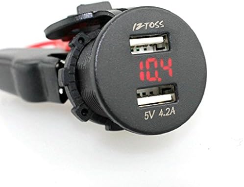 GYMNASTIKA 4.2A Dual USB Charger Port Socket Power Adapter with Voltmeter for Car Boat Motorcycle