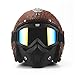 Produktbild Joyfitness Harley Motorradhelm Herbst und Winter Lederhalbhelm Herren und Damen,Braun,XL