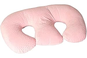Gehanico Cuscino multifunzionale per allattamento gemelli, cuscino per allattamento al seno, per donne incinte, lavabile in lavatrice, in tessuto di cotone, cuscino di supporto doppio (rosa)