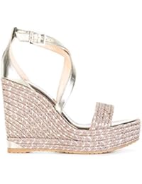 Jimmy Choo Mujer PORTIA120IOVLIGHTMOCHA Oro Cuero Zapatos De Cuña