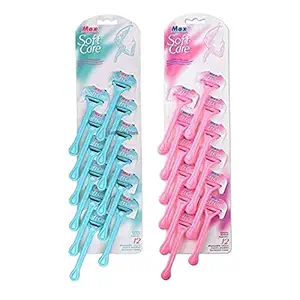 Soft Care Disposable Razor for Body for Women and Men With Nourishing White Stripe By Authentic Store.(Pack of 12) (Blue Or Pink) (Random Colour)