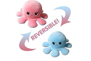 LENDOO Polpo reversibile, giocattoli morbidi a doppia faccia, polpo farcito, bambola di peluche, regali creativi per bambini/ ragazzi/amici (Rosa + blu)